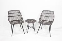 Rattan Bistroset Sitzgruppe Gartengarnitur mit 2 Sesseln - Braun