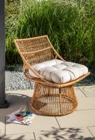 Korbsessel Rattan mit Sitzpolster, ca. 87 x 70 x H 46/87 cm - Braun