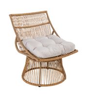 Korbsessel Rattan mit Sitzpolster, ca. 87 x 70 x H 46/87 cm - Braun