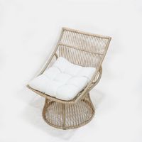 Korbsessel Rattan mit Sitzpolster, ca. 87 x 70 x H 46/87 cm - Braun