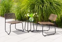 3tlg. Gartenmöbel-Set Bistrotisch mit 2 stapelbare Stühlen in Rattanoptik