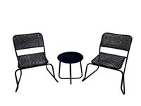 3tlg. Gartenmöbel-Set Bistrotisch mit 2 stapelbare Stühlen in Rattanoptik