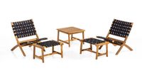 5tlg. Gartenmöbel-Set Bistrotisch mit 2 Stühlen und Ottomane in Holzoptik
