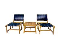 5tlg. Gartenmöbel-Set Bistrotisch mit 2 Stühlen und Ottomane in Holzoptik
