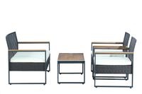 4tlg. Gartenmöbel-Set Bistrotisch mit 2 Stühlen und 1 Bank in Rattanoptik