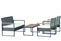 4tlg. Gartenmöbel-Set Bistrotisch mit 2 Stühlen und 1 Bank in Rattanoptik