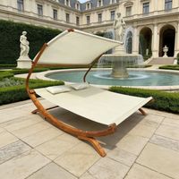 Sonnenliege mit Sonnendach, ca. 200 x 200 x 175 cm – Natur