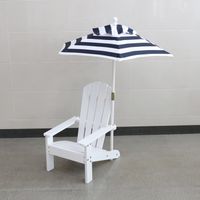 Klappbarer Adirondack-Liegestuhl mit gestreiftem Sonnenschirm, ca. 51,5x58,5x67,5 cm – Natur