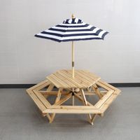 Outdoor Kindersitzgruppe aus Tannenholz inkl. Schirm ca. 162 x 162 x 50 cm – Natur\n\n