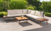 12-tlg. Ecklounge mit Tisch und Ablagetisch aus Akazienholz