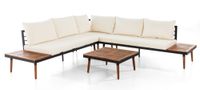 12-tlg. Ecklounge mit Tisch und Ablagetisch aus Akazienholz