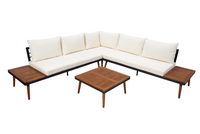 12-tlg. Ecklounge mit Tisch und Ablagetisch aus Akazienholz