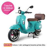 45er E-Roller inkl. 2 Akkus + Helmtasche - Turquoise Blue glossy