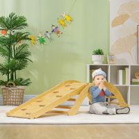 AIYAPLAY 4 in 1 Klettergerüst Set mit Rutsche, Kletterdreieck aus Holz Indoor