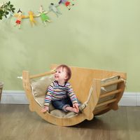 AIYAPLAY 2 in 1 Klettergerüst Set, Kletterbogen aus Holz Indoor Naturholz