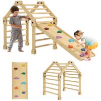 AIYAPLAY 3 in 1 Klettergerüst Set mit Rutsche, Kletterdreieck aus Holz Indoor