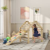 AIYAPLAY 3 in 1 Klettergerüst Set mit Rutsche, Kletterdreieck aus Holz Indoor
