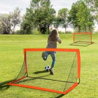 HOMCOM Fußballtore Fußballnetz 2er Set Minitore Faltbar Oxfordstoff Orange