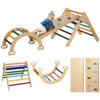 AIYAPLAY 5 in 1 Klettergerüst Set mit Rutsche, Kletterdreieck aus Holz Indoor
