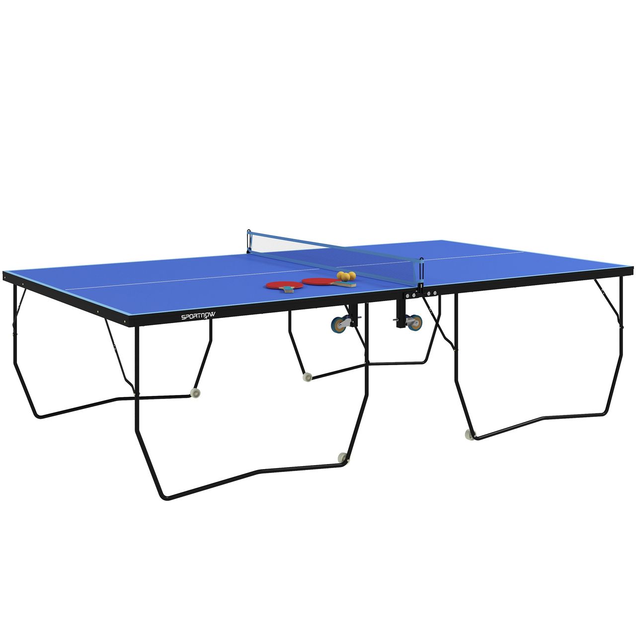 SPORTNOW Tischtennisplatte, Klappbar Tischtennistsich mit Netz, Rollen