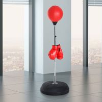 HOMCOM Boxsack, Boxständer mit Handschuhe, Punchingball, 1,26-1,44 m Rot