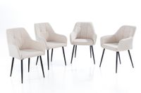 2er-Set Esszimmerstuhl, gepolstert aus Samtbezug mit Metallstruktur, ca. 61 x 59 x 85 cm - Beige