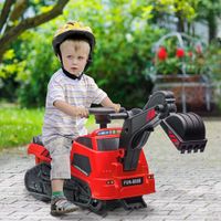 HOMCOM Sitzbagger, Kinderbagger, Aufsitzbagger, 3 in 1 Rutschauto mit Musik