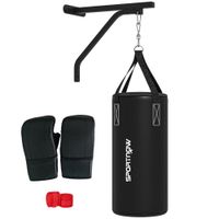SPORTNOW Boxsack Wandhalterung Boxsack Ständer mit Handschuhen, Stahl, Schwarz