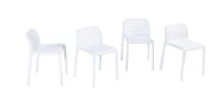 4er-Set stapelbare Esszimmerstühle aus Polypropylen, ca. 49 x 38 x 45,5–66,5 cm – Weiß