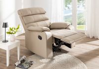 TV-Relaxsessel mit verstellbarer Relaxfunktion aus Leder, ca. 96 x 87 x 108 cm - Beige