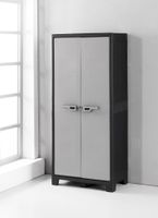Titan Kunststoffschrank hoch , ca. 80 x 44 x 182 cm - Hellgrau/Schwarz