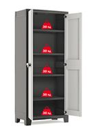Titan Kunststoffschrank hoch , ca. 80 x 44 x 182 cm - Hellgrau/Schwarz