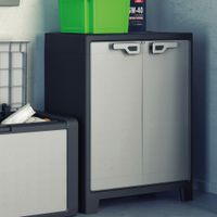 Titan Kunststoffschrank niedrig, ca. 80 x 44 x 100 cm - Hellgrau/Schwarz
