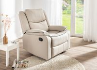 TV-Relaxsessel mit verstellbarer Relaxfunktion Recliner aus Leder, ca. 96 x 87 x 108 cm - Beige