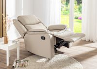 TV-Relaxsessel mit verstellbarer Relaxfunktion Recliner aus Leder, ca. 96 x 87 x 108 cm - Beige