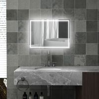 HOMCOM Badspiegel, Badezimmerspiegel mit LED-Leuchte, 70 x 50 cm Wandspiegel