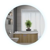 kleankin Badspiegel mit Beleuchtung, Ø60 cm Wandspiegel mit 3 Lichtfarben, Anti-Beschlag