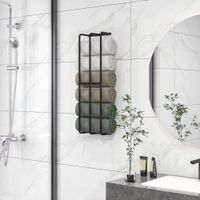 HOMCOM Handtuchhalter Wandmontage, Gästehandtuchhalter für Badezimmer Schwarz