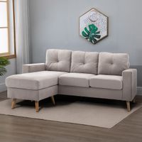 HOMCOM Ecksofa Eckcouch in L-Form, Eckgarnitur in Leinenoptik Couchgarnitur