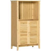 HOMCOM Badzimmerschrank mit offener Regal Badregal Badezimmer Standregal Bambus