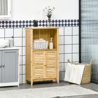 HOMCOM Badzimmerschrank mit offener Regal Badregal Badezimmer Standregal Bambus