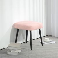 HOMCOM Fußhocker Sitzhocker Quadratischer Schminkhocker mit Kaschmir-Optik