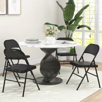HOMCOM 4er-Set Klappstühle Tragbare Bürostuhl mit Kissen Stahlbeine Schwarz