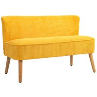 HOMCOM 2-Sitzer Sofa Polstersofa Zweisitzer Sofa Cordartiges Polyester Gelb