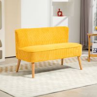 HOMCOM 2-Sitzer Sofa Polstersofa Zweisitzer Sofa Cordartiges Polyester Gelb