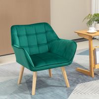 HOMCOM Einzelsessel Armlehnsessel Relaxsessel mit Holzbeine, Samtoptik, Grün