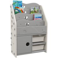 AIYAPLAY Kinderzimmerregal Kinderregal mit 2 Aufbewahrungsboxen, 4 Etagen