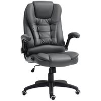 HOMCOM Bürostuhl, Chefsessel mit Wippfunktion, Hochklappbare Armlehne Dunkelgrau
