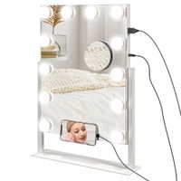 HOMCOM Hollywood Spiegel mit Beleuchtung, Schminkspiegel mit 12 LED Licht