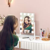 HOMCOM Hollywood Spiegel mit Beleuchtung, Schminkspiegel mit 12 LED Licht
